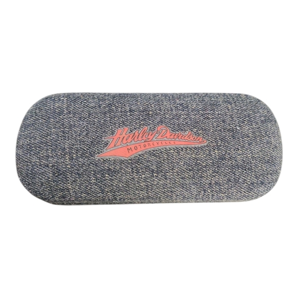 Harley-Davidson Eyeglass Case Denim Look Logo Hard Shell 6x2.5” Interior Logo - Picture 1 of 7